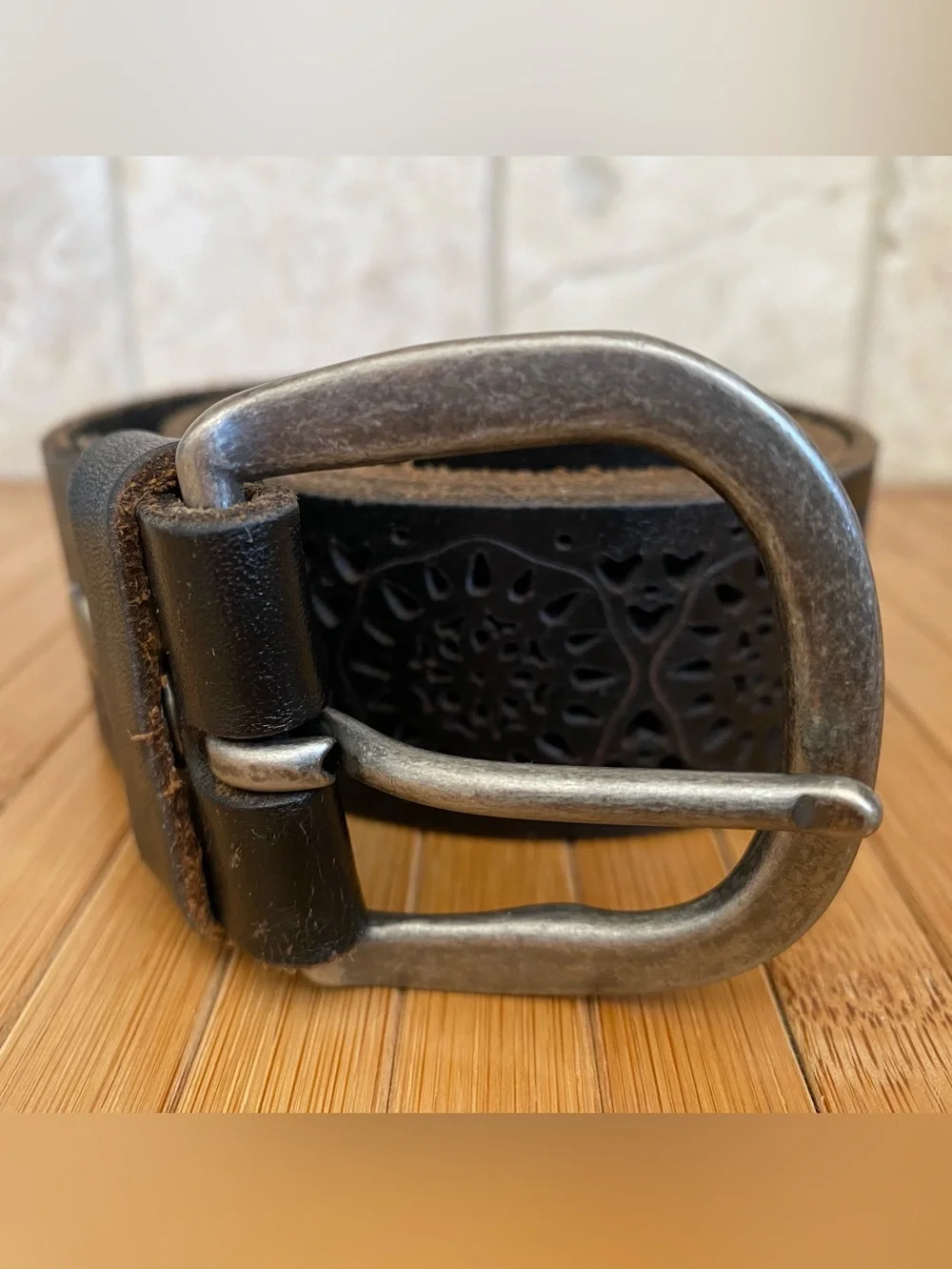 Lucky Brand Brown and Black Perforated Belts Medium